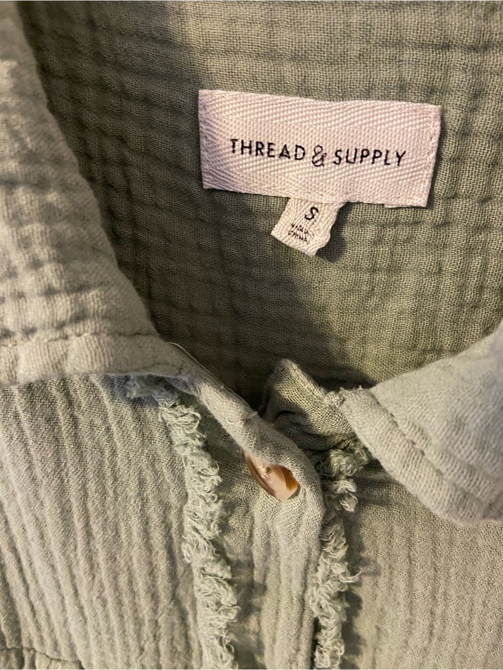 Thread & Supply Olive Utility Button-Front/Shacket - Picture 3 of 8